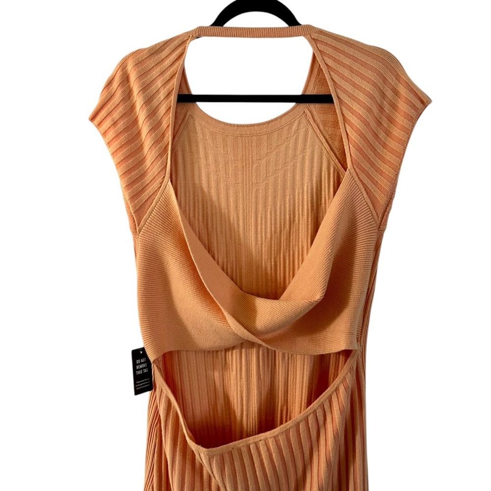 EXPRESS rib-knit twist back midi orange sweater dress size X Large - Picture 7 of 13